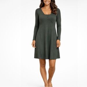 HORNEY TOAD S Grey long sleeve activewear comfort minimalist woman midi dress